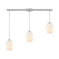 Three Light Linear Mini Pendant Satin Nickel Finish with White Blown Glass C4143