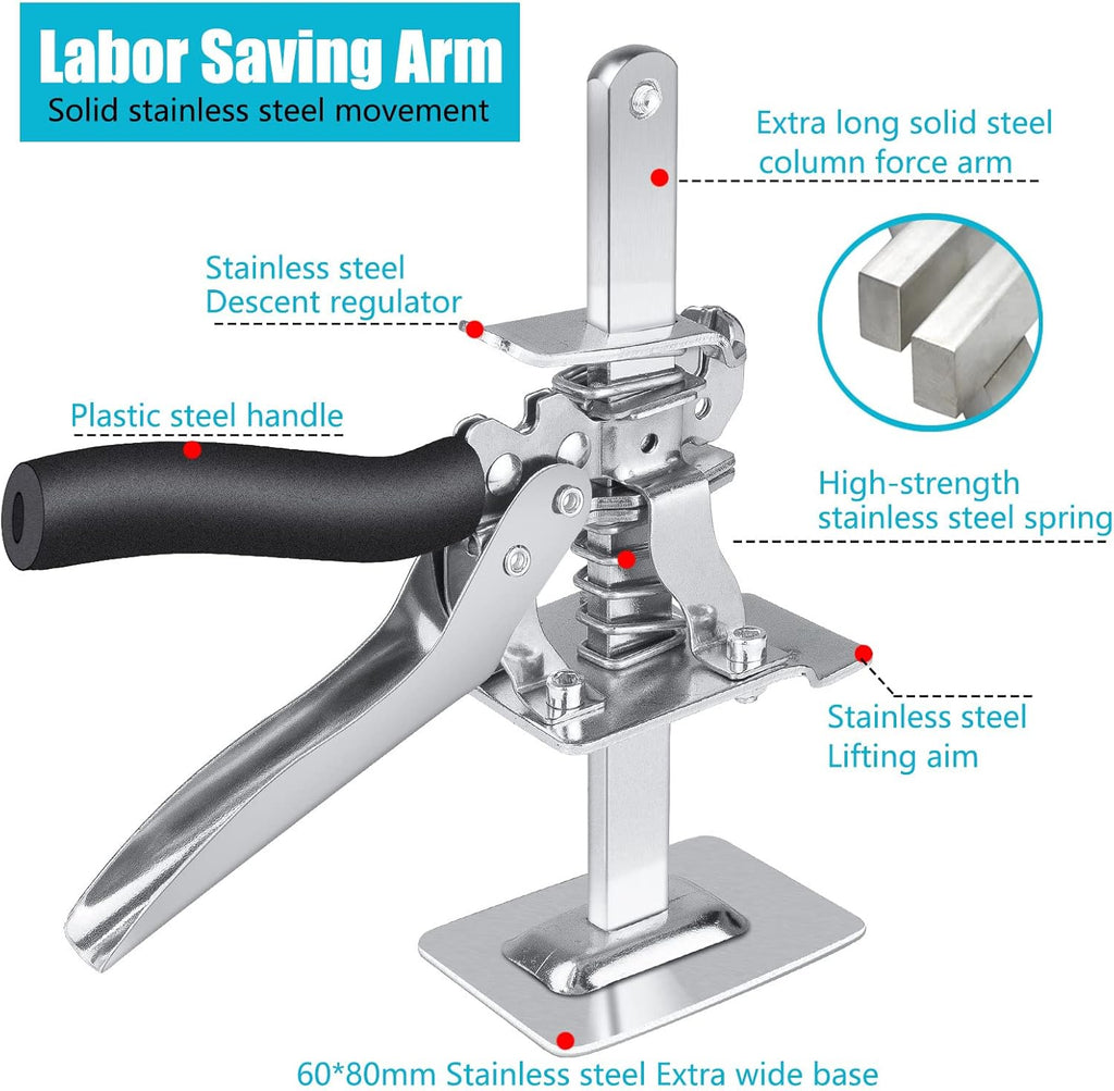 2 Packs Labor Saving Arm Hand Tool Jack Set Door Panel Lifting Cabinet Jack Wall Tile Height Adjuster X483221