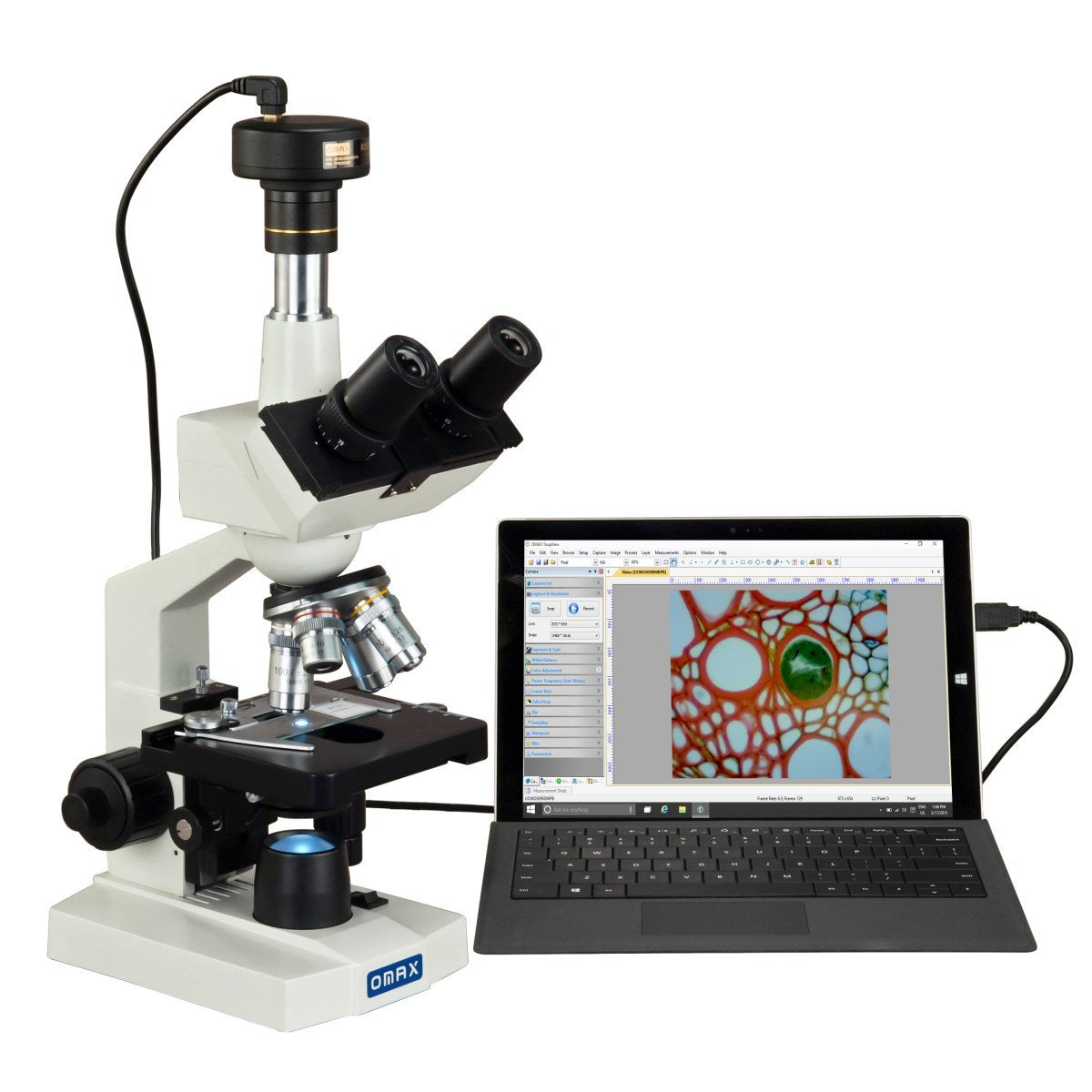 40X-2500X Trinocular Digital Compound Microscope with 5 MP Digital Camera and Double Layer Mechanical Stage O9911