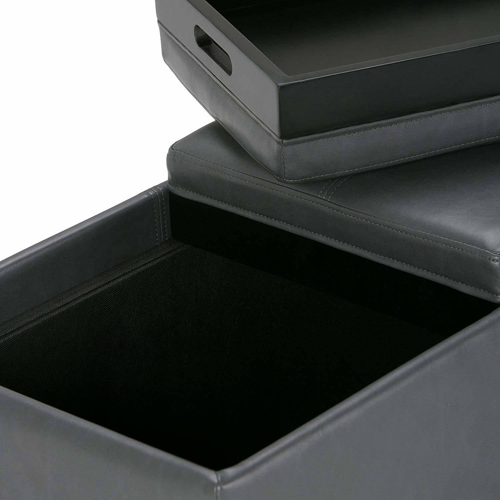 Stone Grey Storage Ottoman N8750