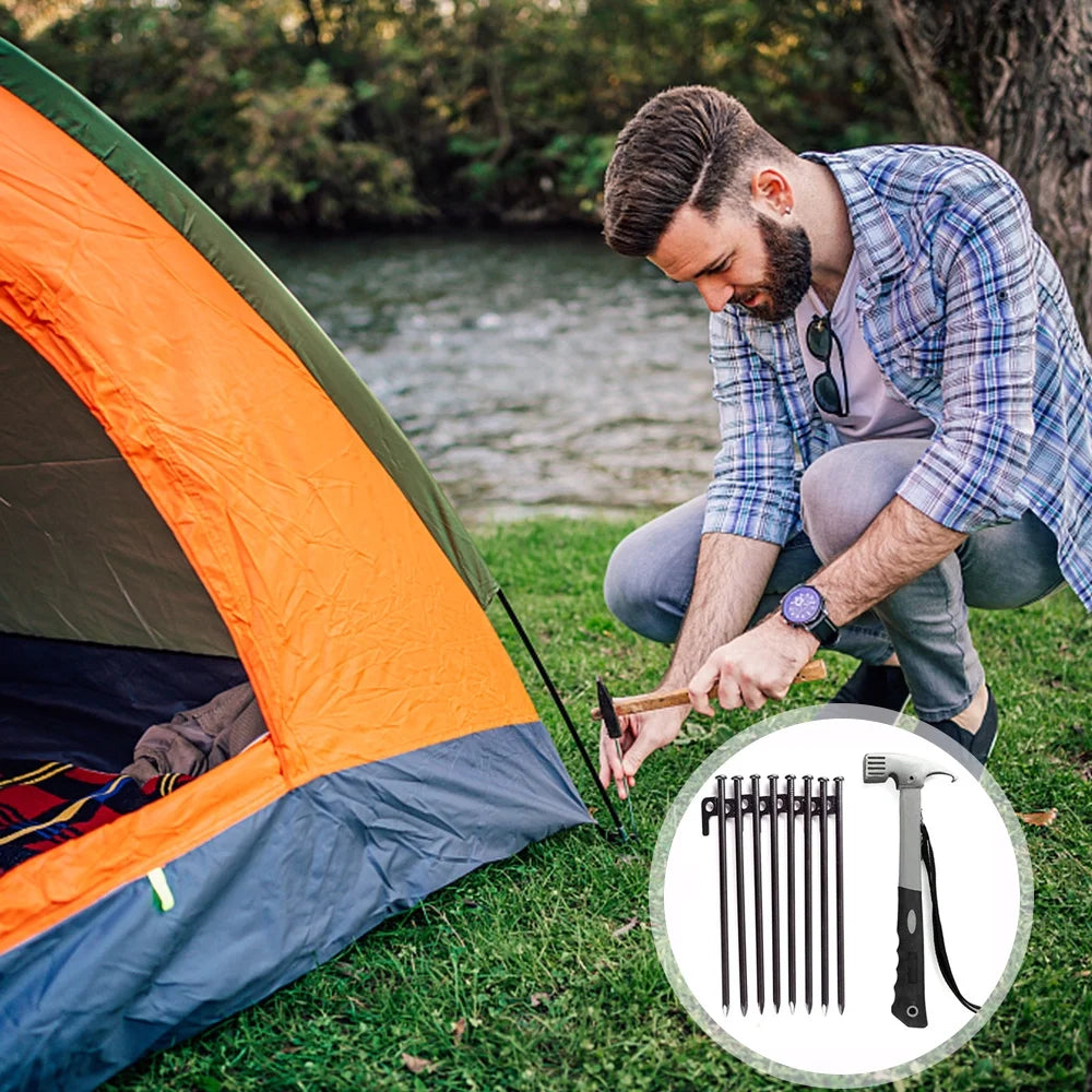 Steel Tent Stake Set with Hammer E969