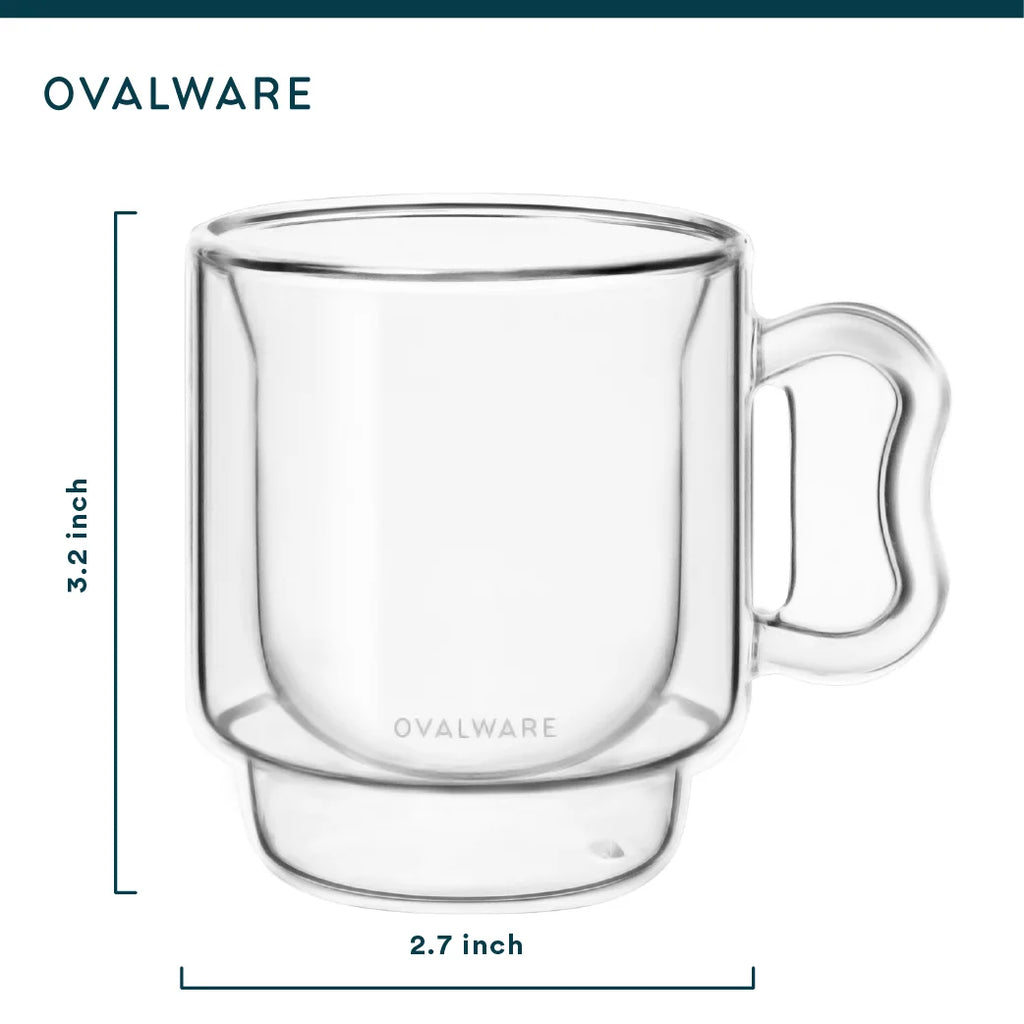 Double-Walled Clear Borosilicate Glass Espresso Cups Set of 2 S691