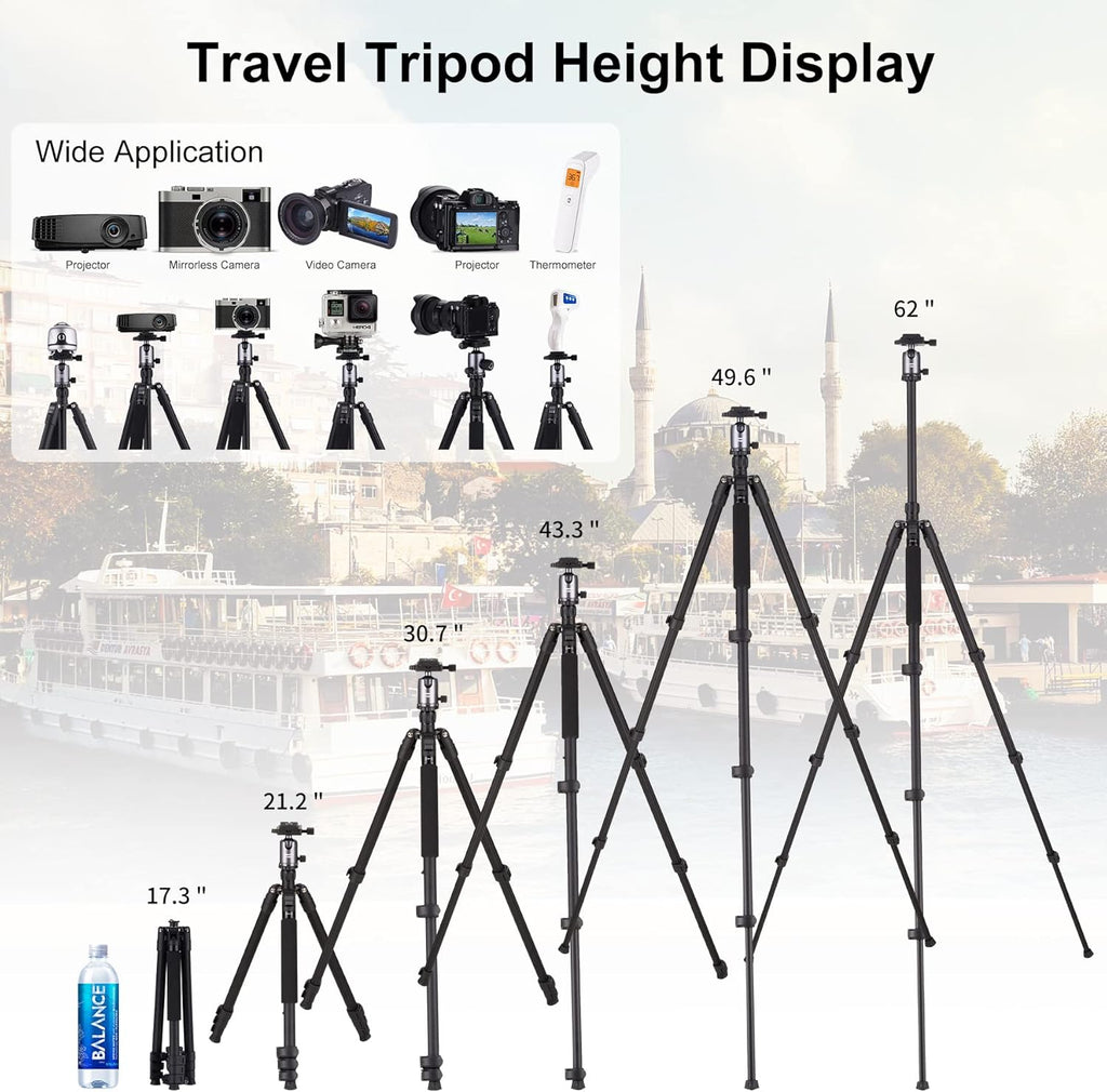 Compact Aluminum Camera Tripod 62 with 360 Degree Ball Head F352