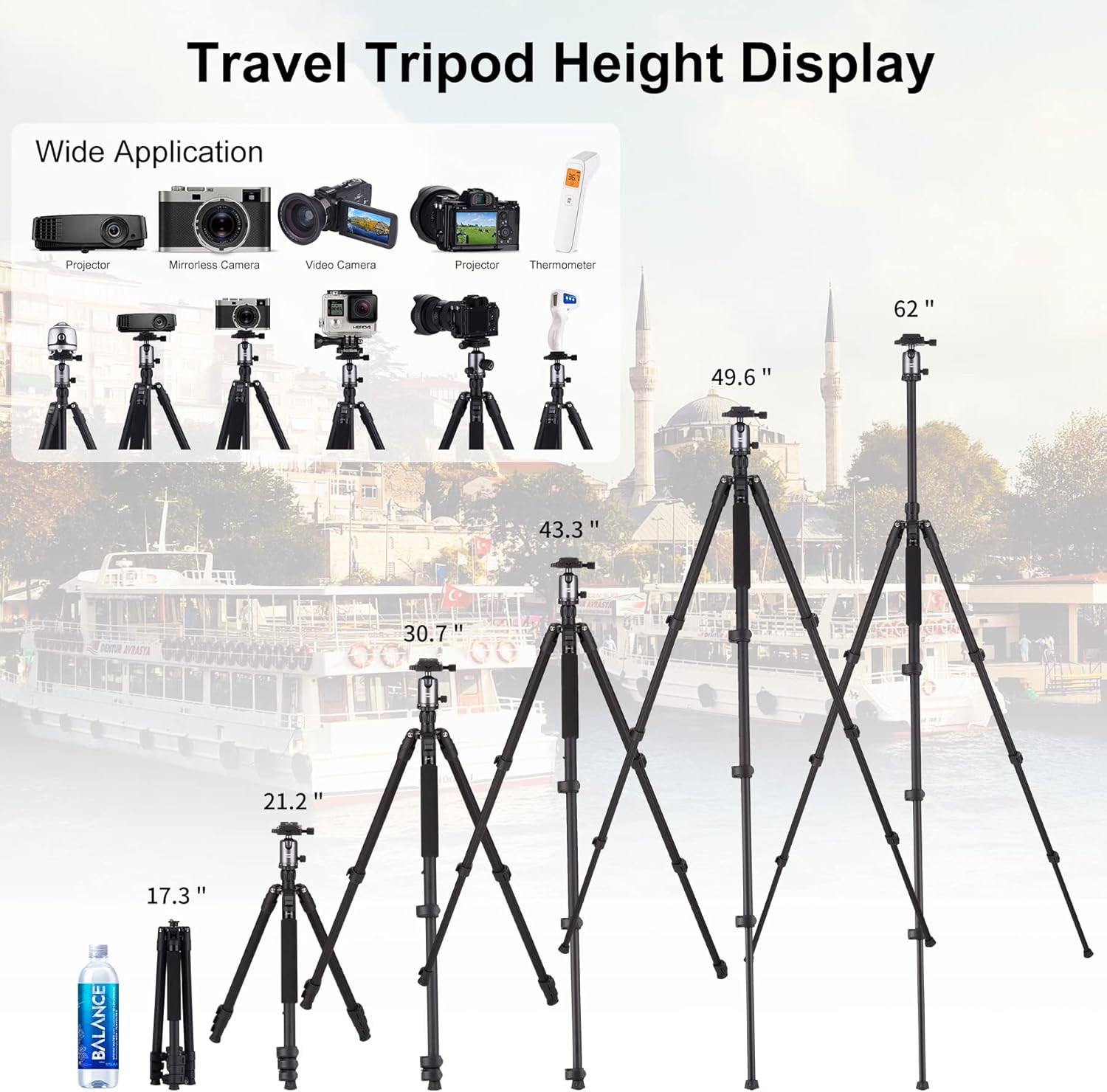 Compact Aluminum Camera Tripod 62 with 360 Degree Ball Head F352