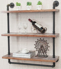 Industrial Retro Wall Mounted Iron Water Pipe Shelf C8889