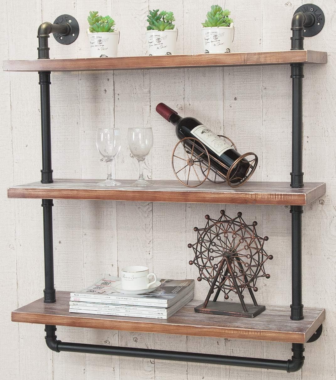 Industrial Retro Wall Mounted Iron Water Pipe Shelf C8889