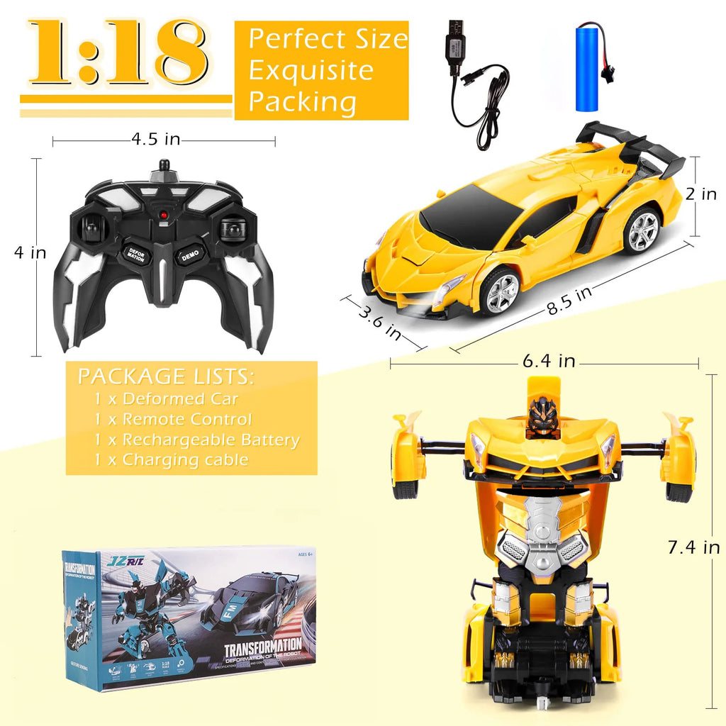 2-in-1 Transform Robot RC Racing Car, 2.4Ghz 1:18 Scale R699