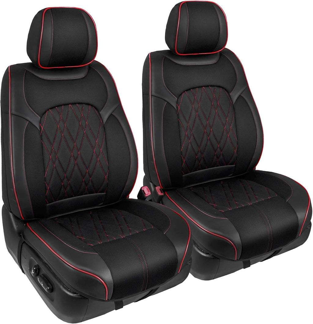 Black Faux Leather 3D Semi-Custom Car Seat Covers P160