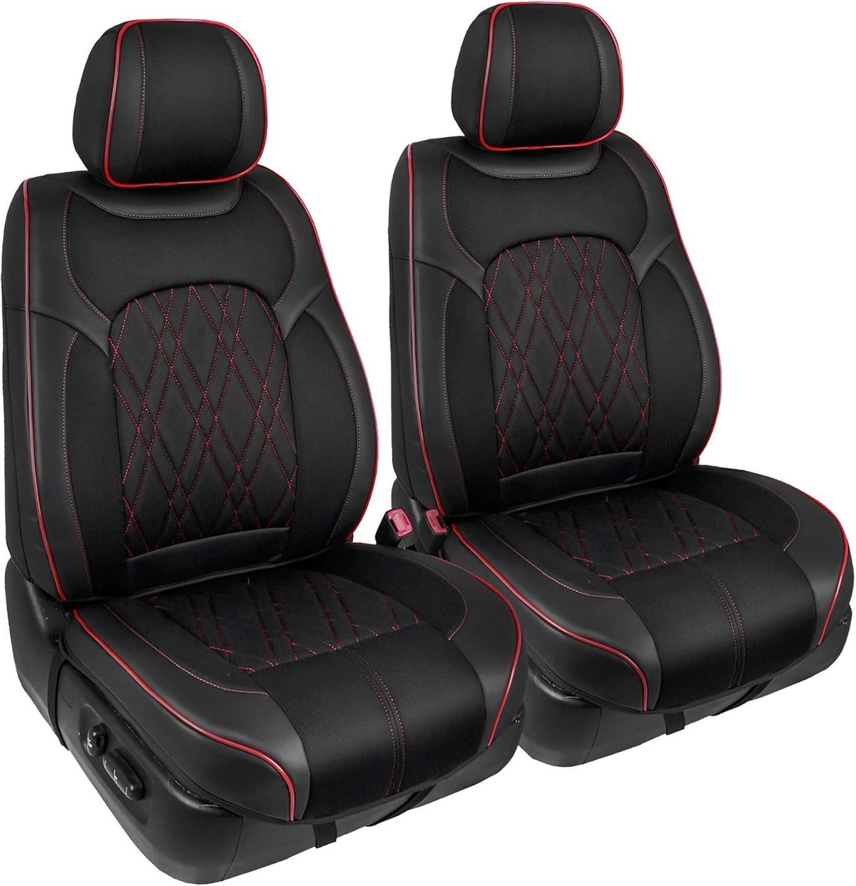 Black Faux Leather 3D Semi-Custom Car Seat Covers P160