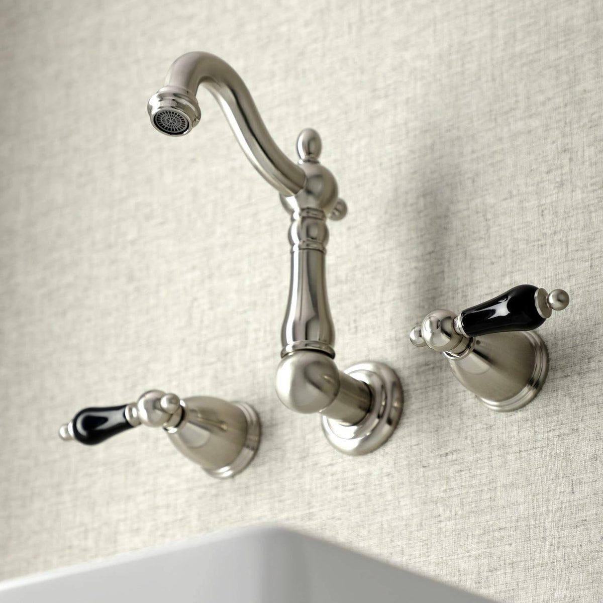 Brushed Nickel Two-Handle Wall Mount Bathroom Faucet T953600
