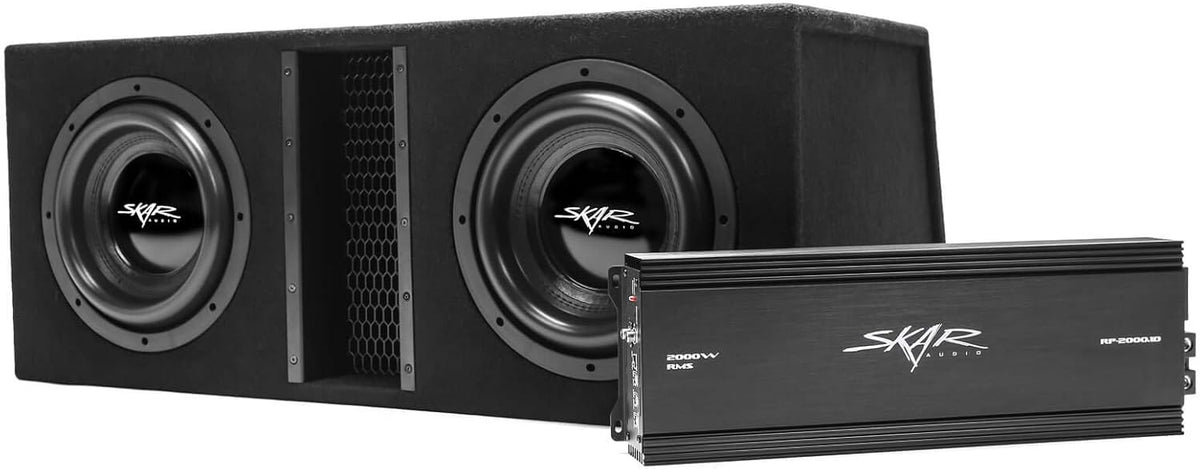 Dual 10" 4,000 Watt Subwoofer Bass Package with Loaded Enclosure and Amplifier Q392287