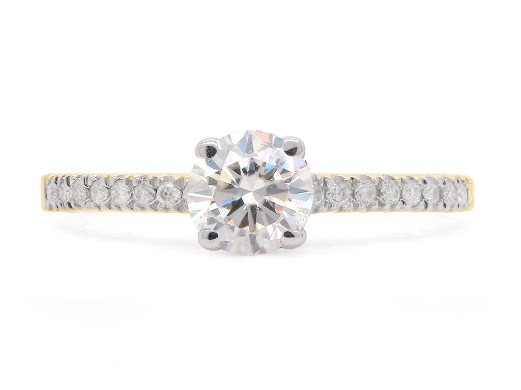 14K Solid Yellow Gold Solitaire Engagement Ring with 1/2 ct. t.w Round Cut Lab Created Moissanite R6624