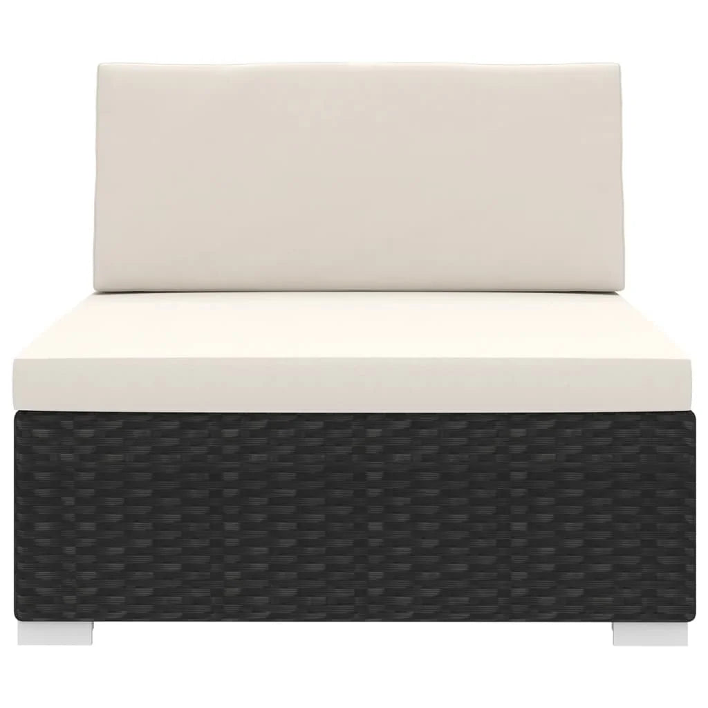 Black Poly Rattan Sectional Middle Seat with Cushions I2314