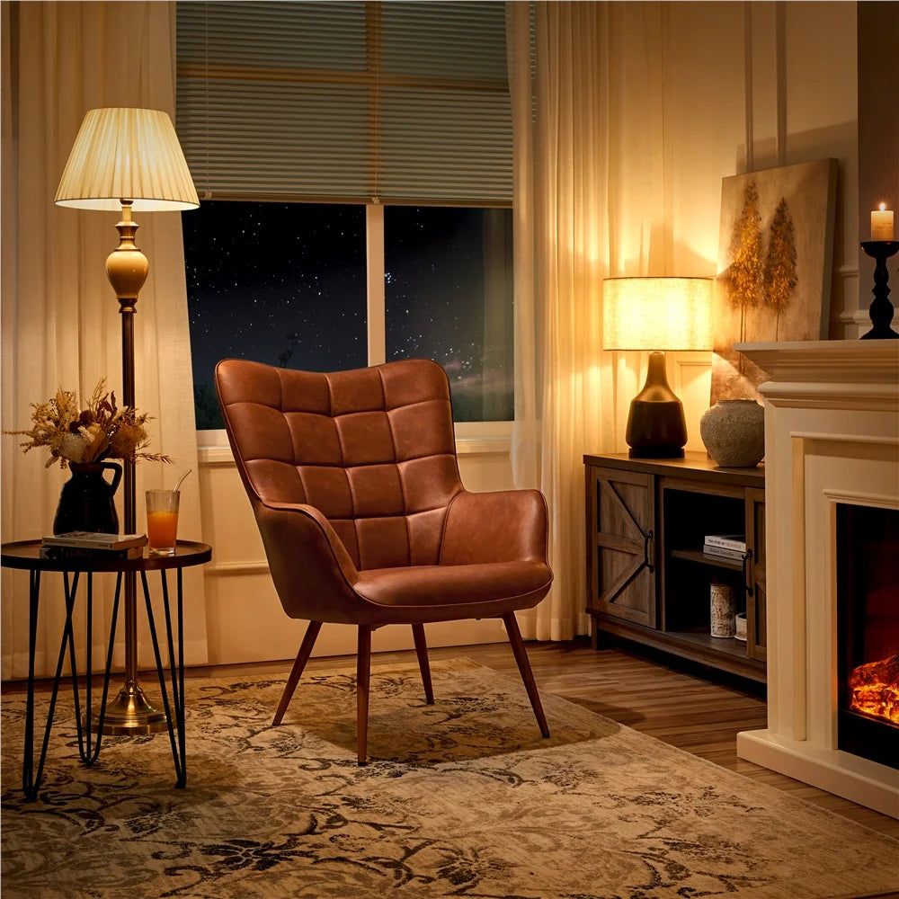 Brown Faux Leather Chair S884053