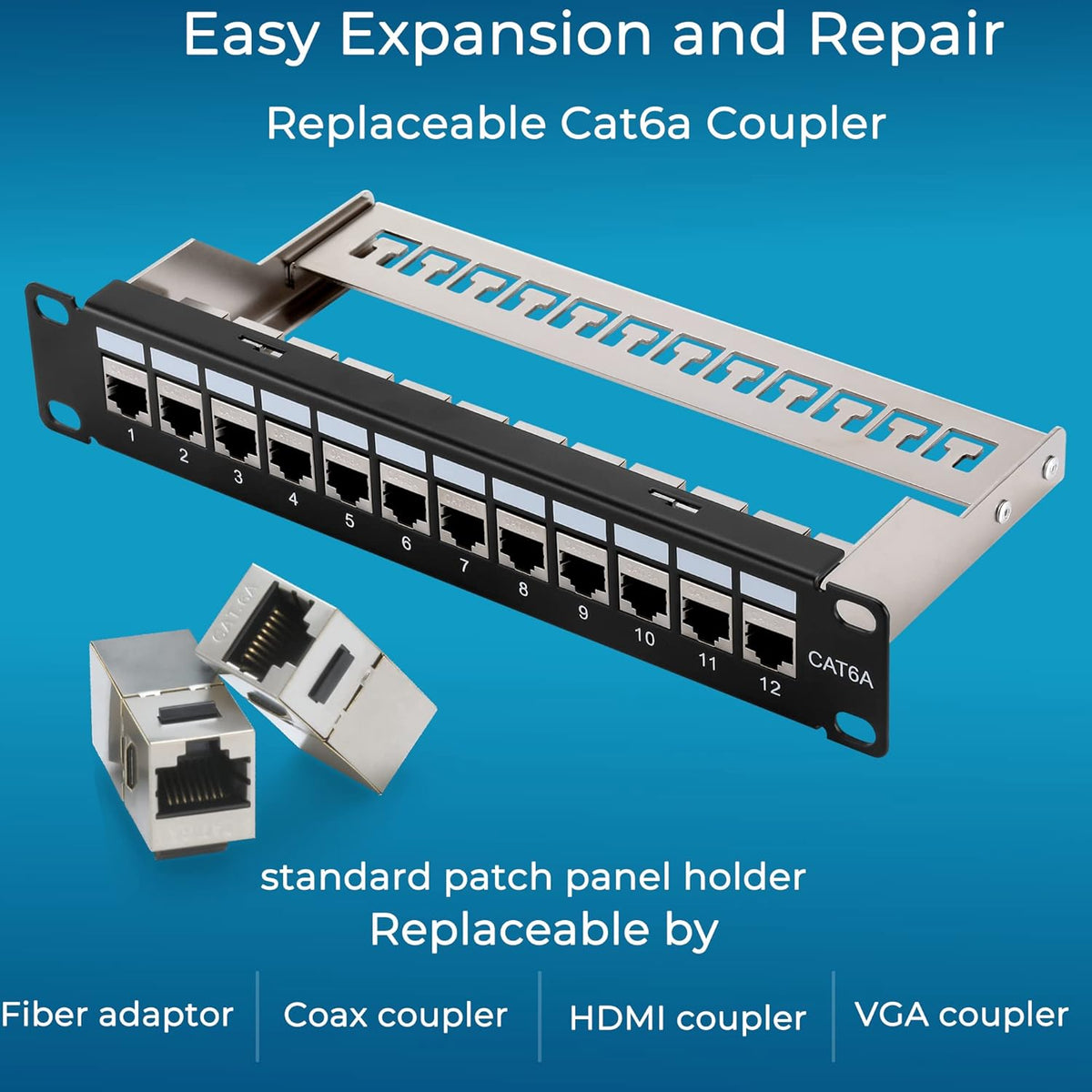 12 Port Cat6A Shielded Patch Panel, Pack of 2 G881
