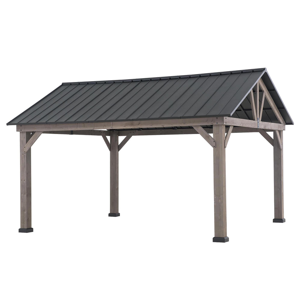 Cedar Framed Gazebo with Matte-Black Steel Gable Roof Hardtop V832707