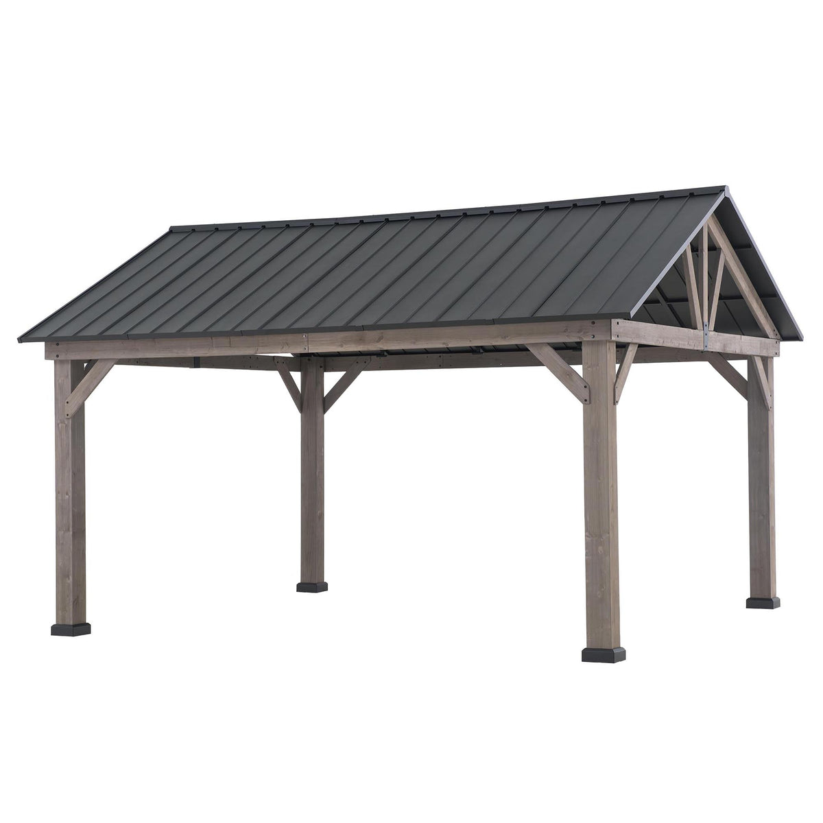 Cedar Framed Gazebo with Matte-Black Steel Gable Roof Hardtop V832707