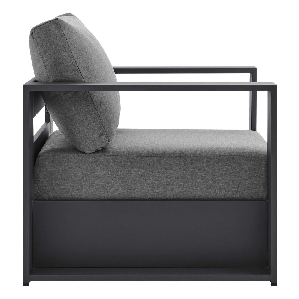 Powder-Coated Aluminum Armchair in Gray Charcoal A35417