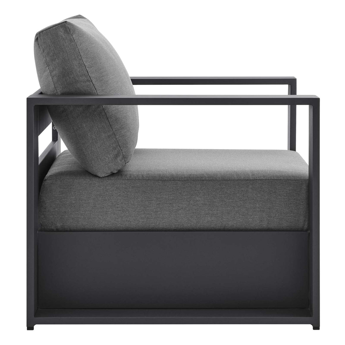 Powder-Coated Aluminum Armchair in Gray Charcoal A35417