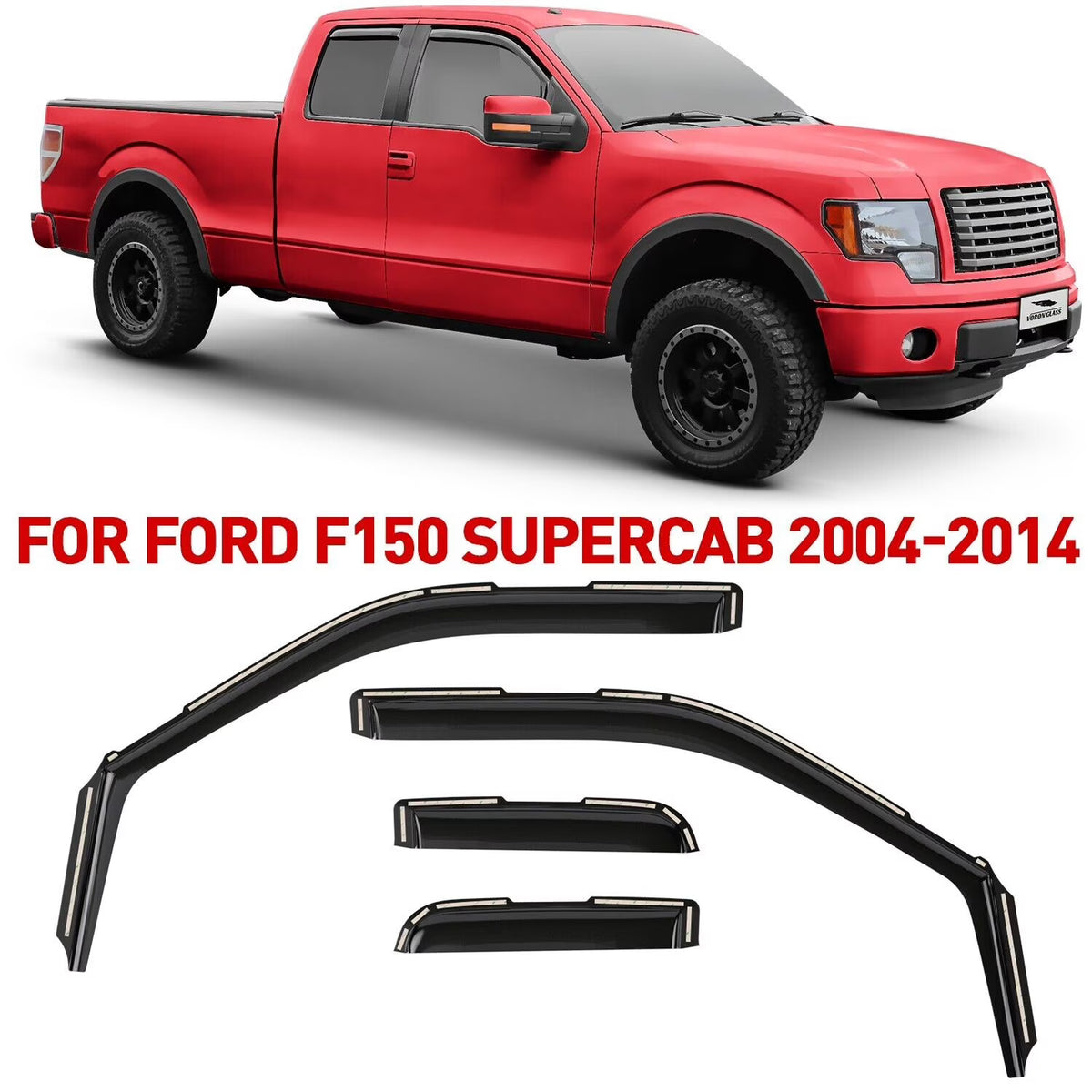 4 Pieces In-Channel Window Deflectors for Ford F150 SuperCab U896