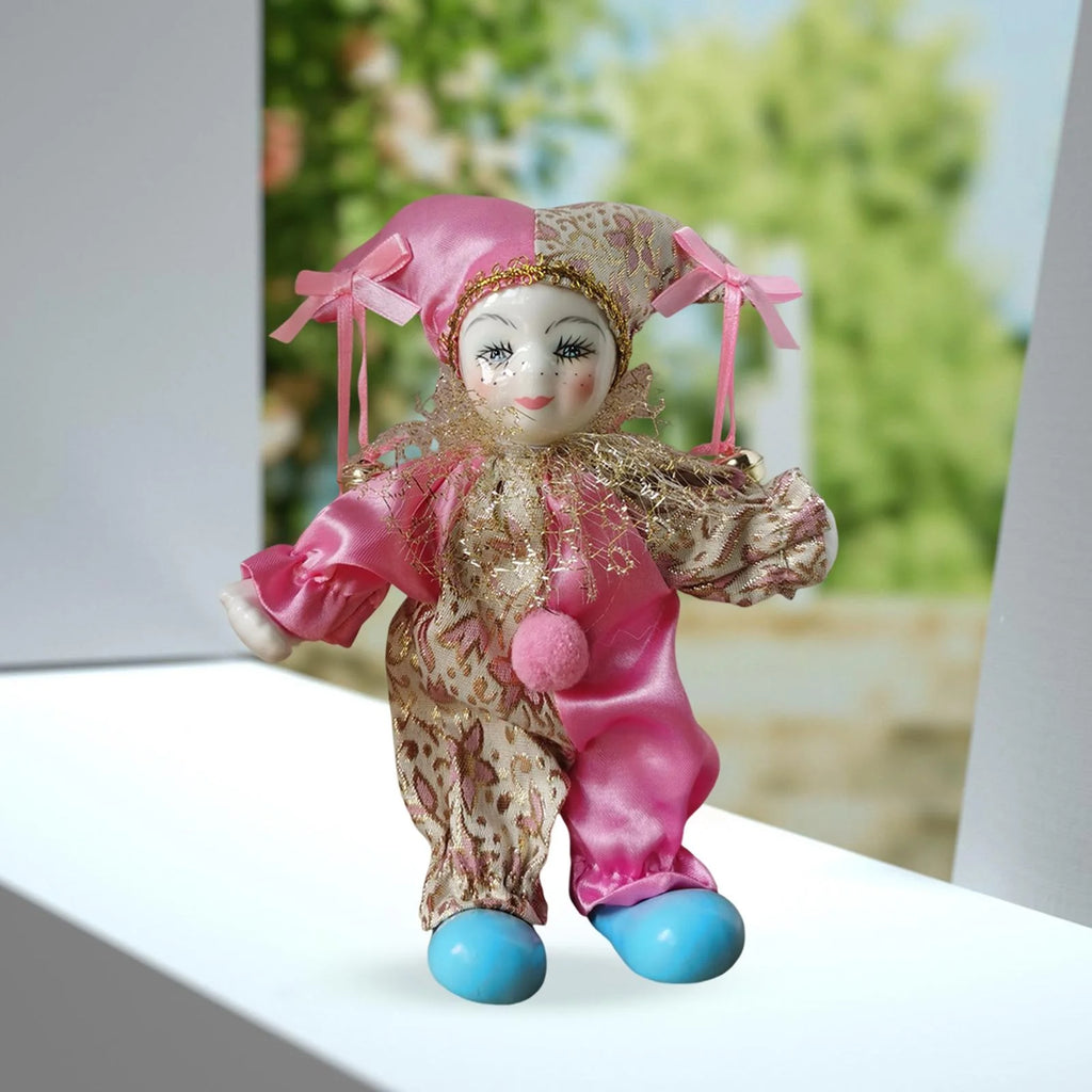 Porcelain Clown Doll with Costume K303326