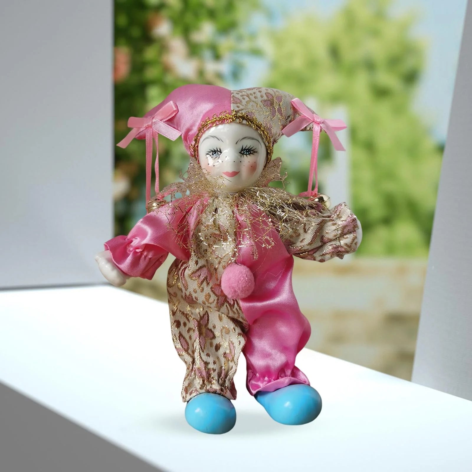 Porcelain Clown Doll with Costume K303326
