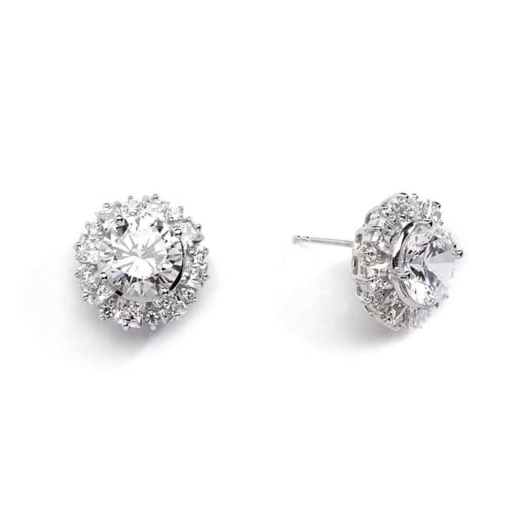 14K White Gold Designer Earrings with Princess Cut Diamonds X1676