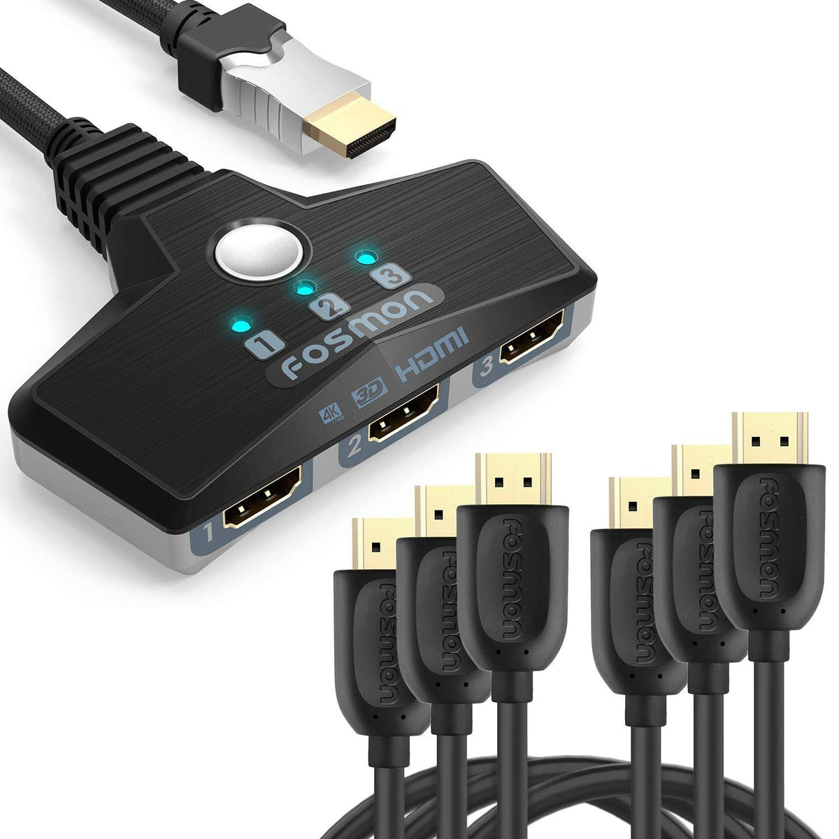 3-Port HDMI Switch with Nylon Braided Cable L311545