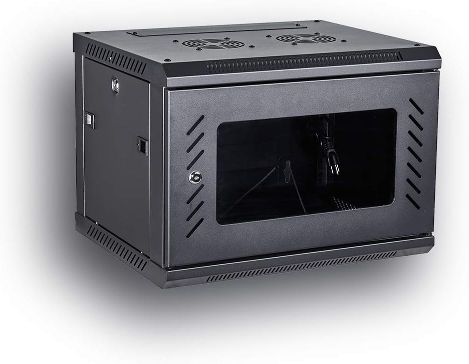 BLACK 06U 19-Inch Server Network Rack with Locking Glass Door M877