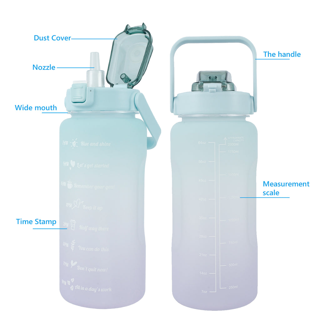 Gradient Color Water Bottle with Time Marker D551841