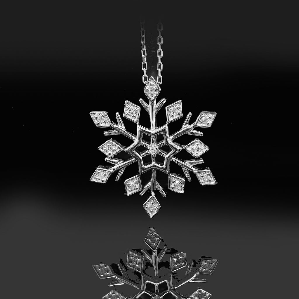 0.10 Cttw Round Cut Natural Diamond Necklace in 18K White Gold over Silver with 18" Cable Chain C817