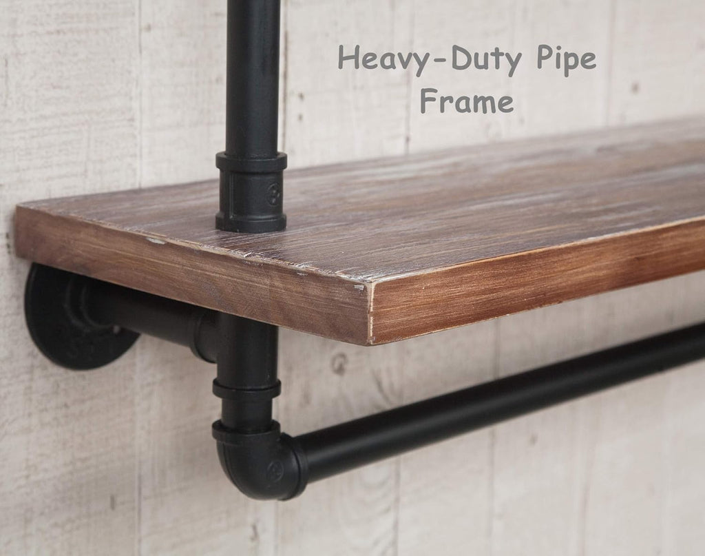 Industrial Retro Wall Mounted Iron Water Pipe Shelf C8889