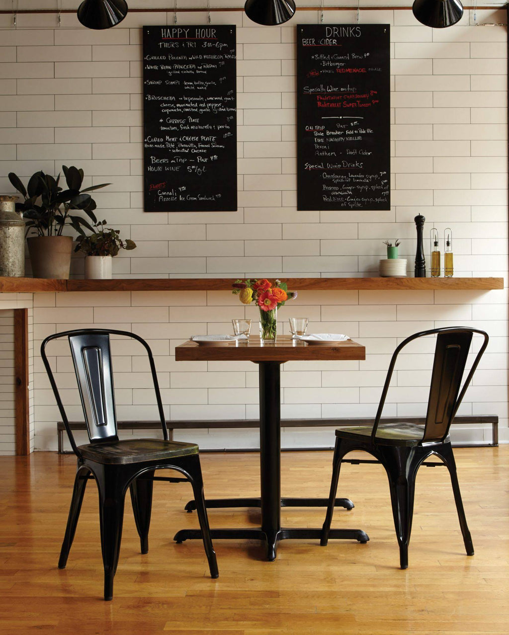 Black Metal Chair with Wood Seat - Set of 2 G91207