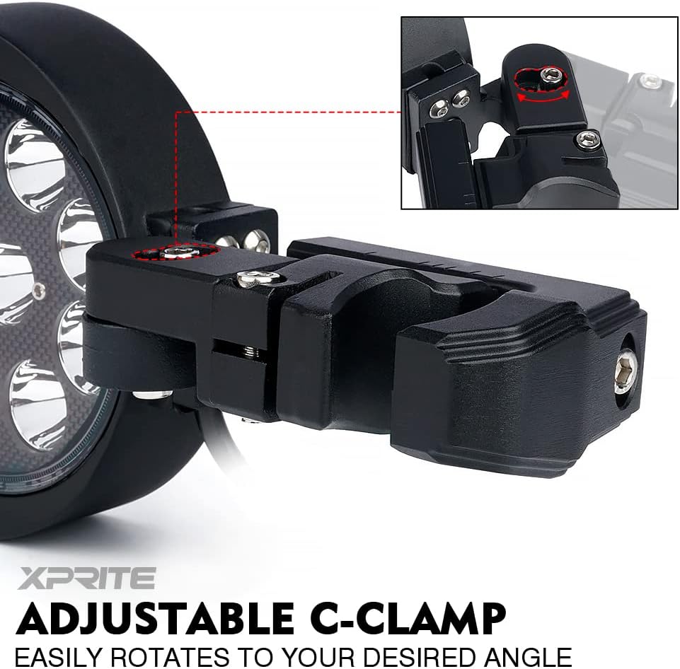 Round Aluminum Rear View Mirror with LED Spot Lights for Roll Cage Bar Q1833