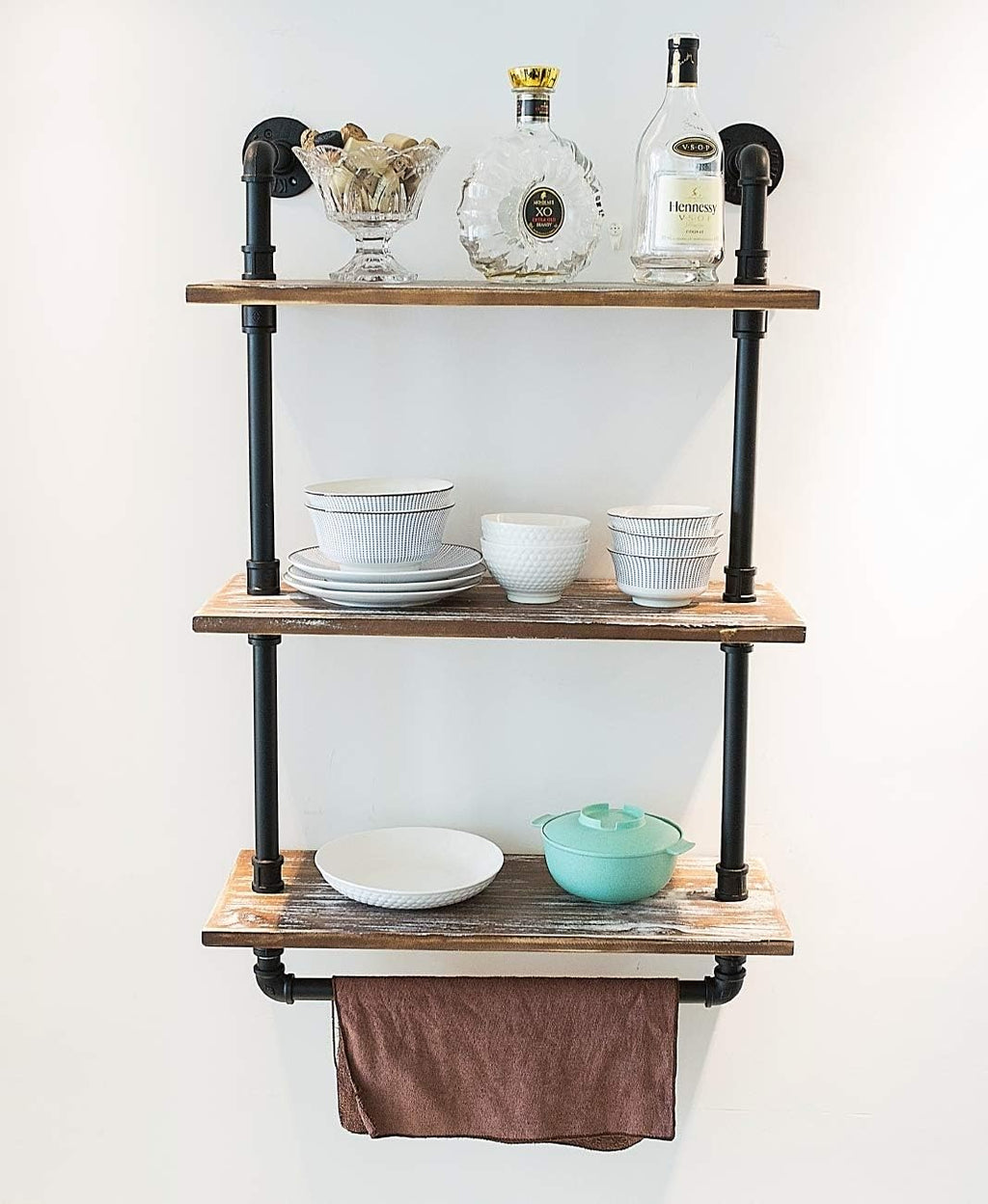 Industrial Retro Wall Mounted Iron Water Pipe Shelf C8889