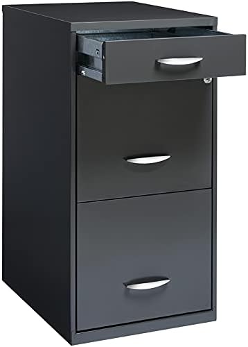 18 inch 3 Drawer Metal File Cabinet with Pencil Drawer Charcoal A3522