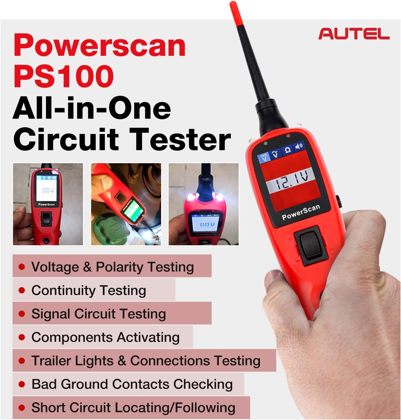 Circuit Tester with 20ft Cable, Built-In Circuit Breaker P124