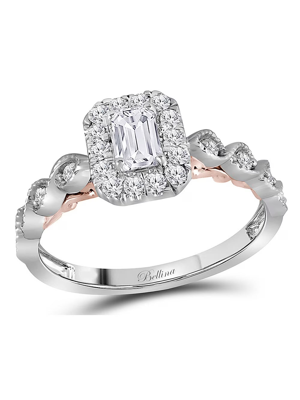 Emerald Cut Diamond Engagement Ring in 14K White Gold F485405