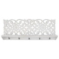 White Carved Shelf with Hooks X240293