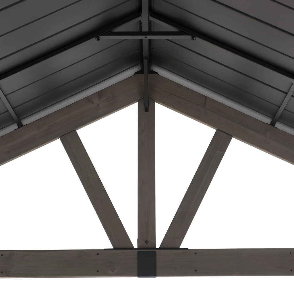 Cedar Framed Gazebo with Matte-Black Steel Gable Roof Hardtop V832707
