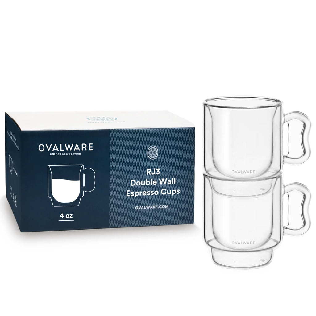 Double-Walled Clear Borosilicate Glass Espresso Cups Set of 2 S691