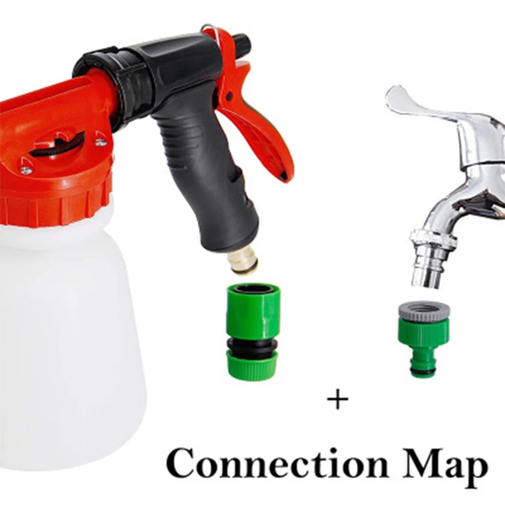 Car Wash Foam Sprayer Nozzle Kit with 1 Liter Bottle Universal Connectors X773490
