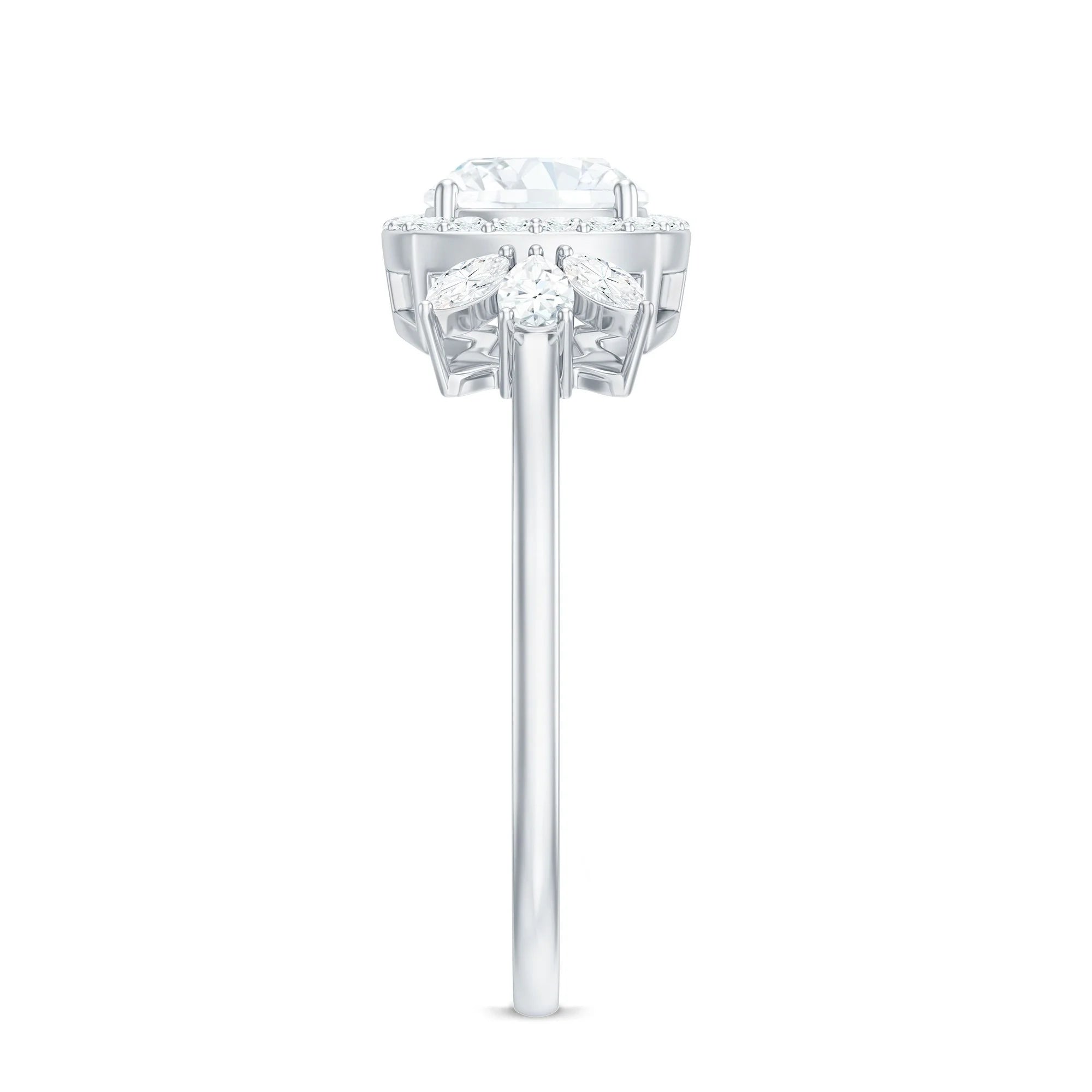 14K White Gold Cushion Cut Moissanite Halo Engagement Ring X7997