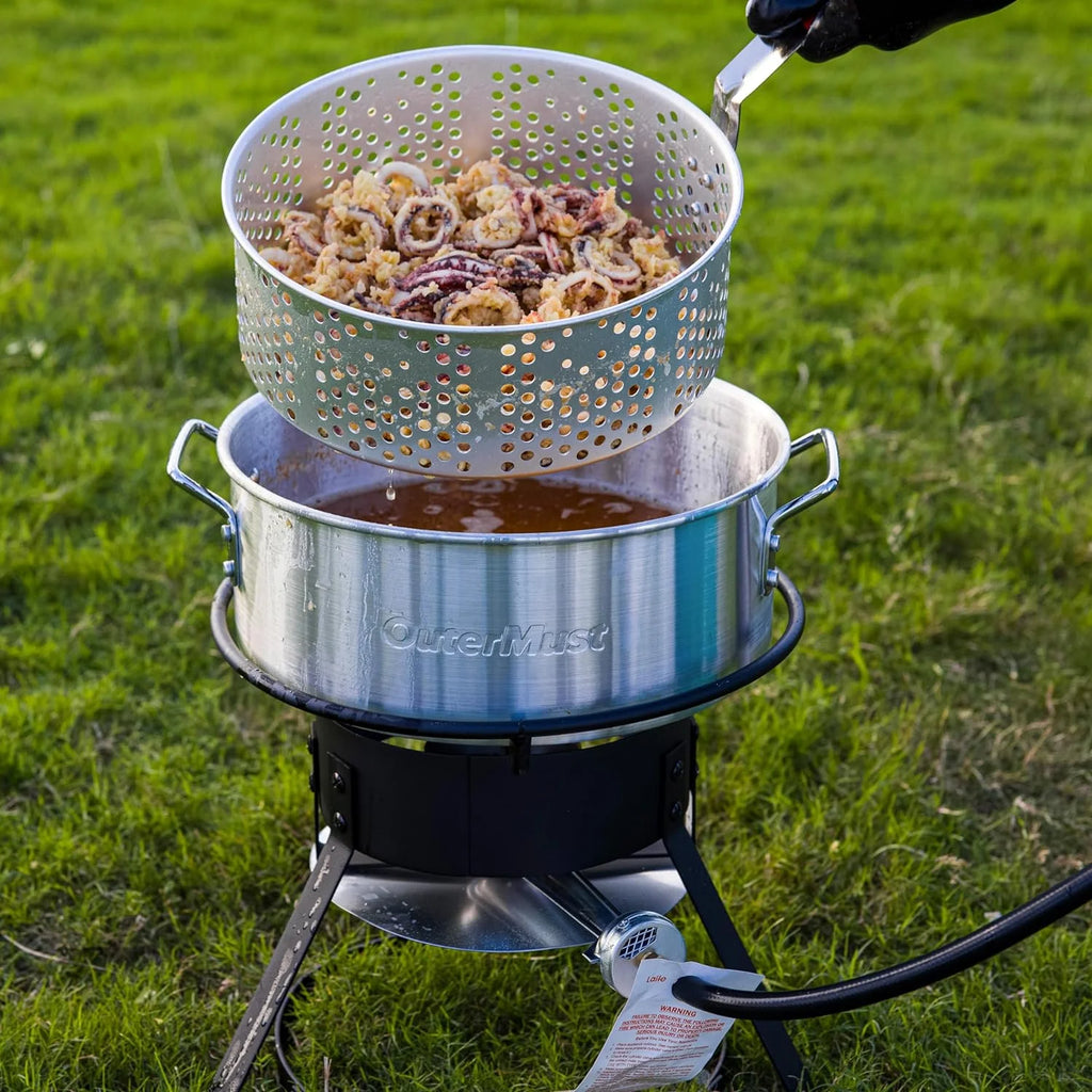 11 Qt. Aluminum Propane Outdoor Deep Fryer Pot with Basket and Thermometer H830210