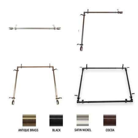 Black Three Sided Adjustable Ceiling Rod Room Divider P517