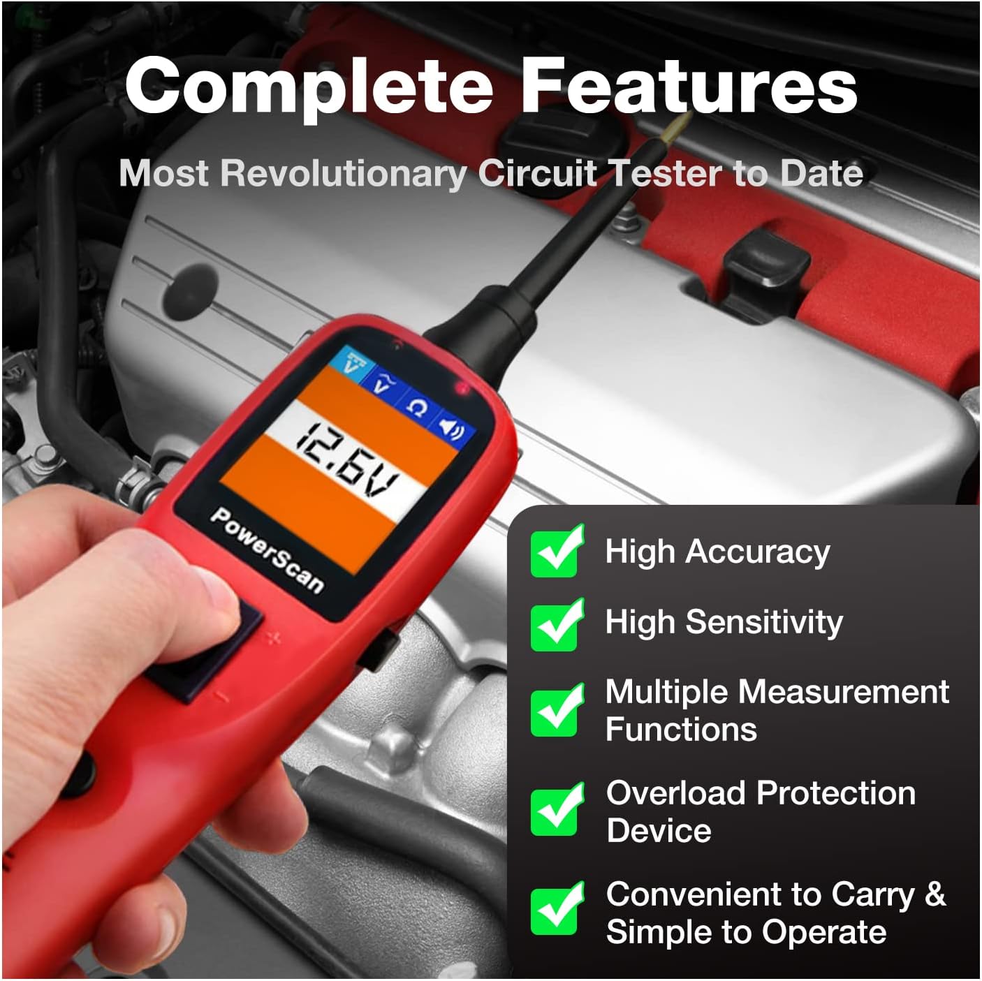 Circuit Tester with 20ft Cable, Built-In Circuit Breaker P124