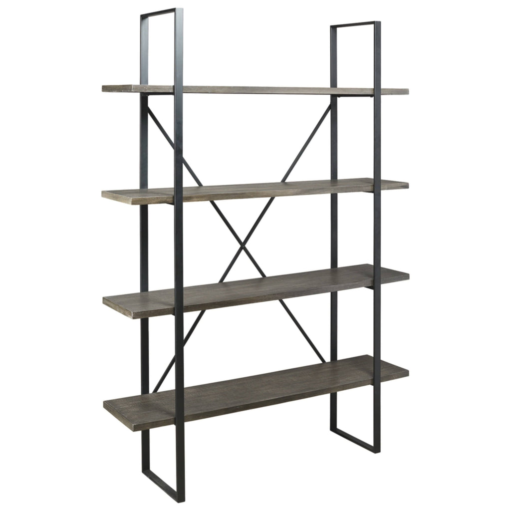 Black and Grey Wood and Metal Bookcase G7093