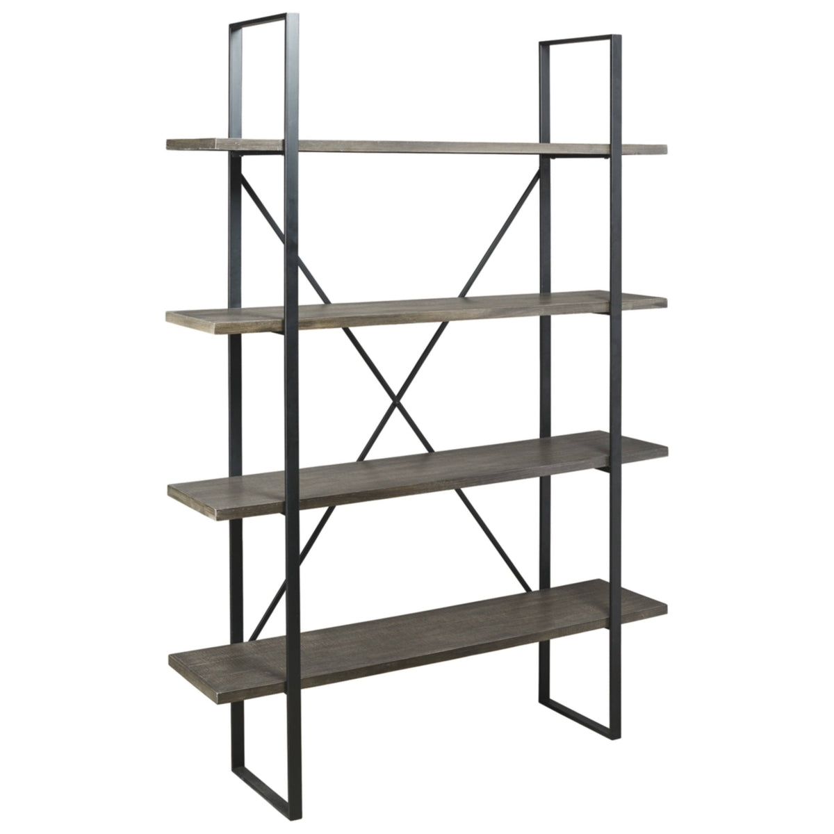 Black and Grey Wood and Metal Bookcase G7093