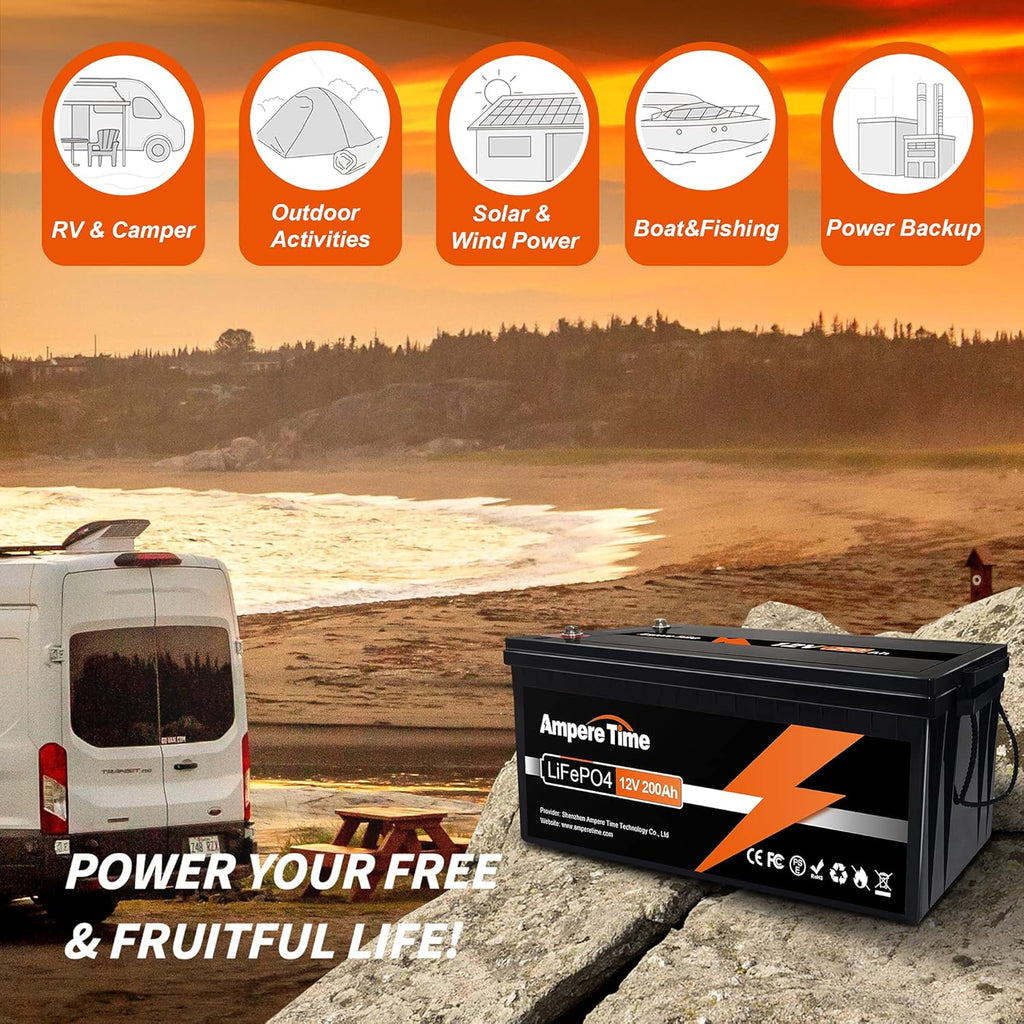 12V 200Ah Lithium Iron LiFePO4 Deep Cycle Battery with 100A BMS E618672