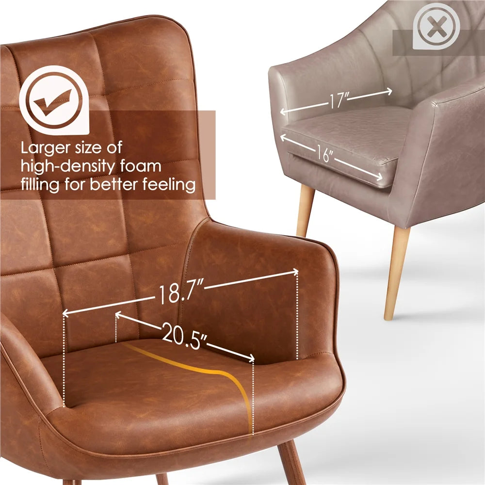 Brown Faux Leather Chair S884053